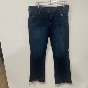 American Eagle Kick Boot Jeans Women Dark Wash Next Level Stretch Size 16 35x30
